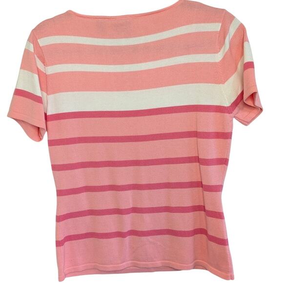 Vintage Tailor pink striped short sleeve top size medium - Picture 3 of 4